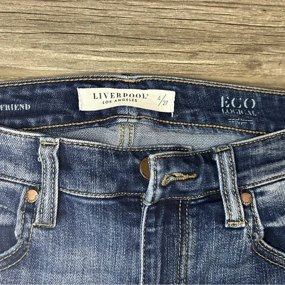 Liverpool Los Angeles ECO Girlfriend Jeans Blue‎ Wash Distressed Size 4 27 - Picture 2 of 9